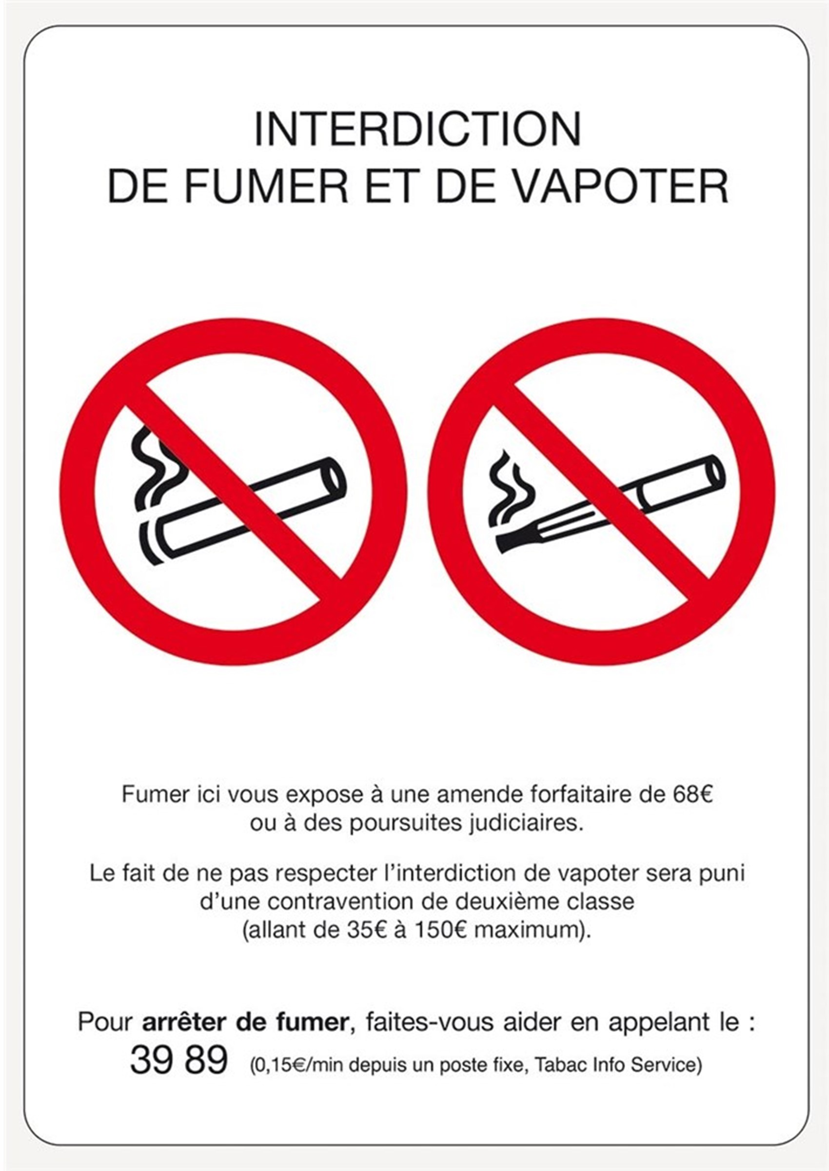 Interdiction de FUMER&VAPOTER - Plastifié