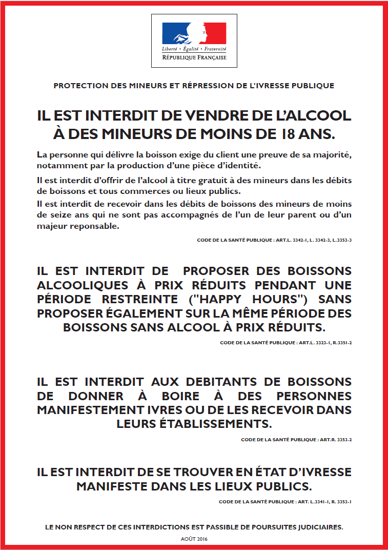 Affichage Protection des Mineurs
